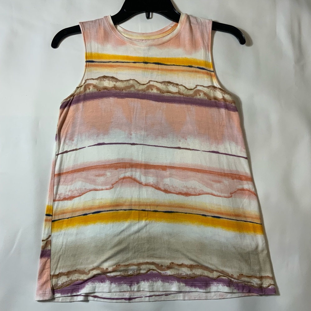 Nine West Pink and Yellow Striped Tank Top